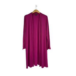 J Jill Wearever Collection Burgundy Lightweight Knit Cardigan Womens Medium